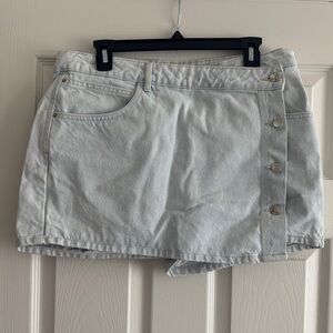 Zara Light Blue Denim Skort with Button Detail